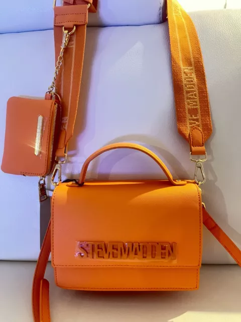 Nwt Steve Madden Bhama Satchel Shoulder Bag Crossbody Purse Orange Wallet