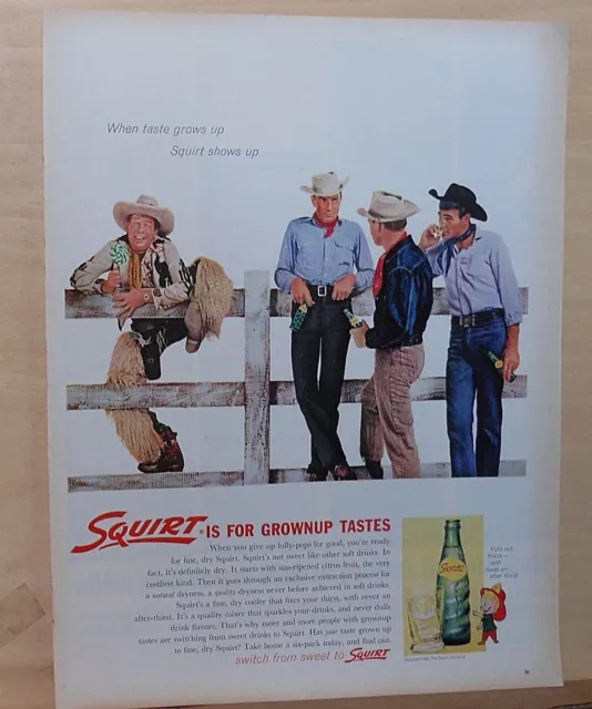 1962 magazine ad for Squirt Soda - Grown Up Taste, Cowboys and Dude in chaps