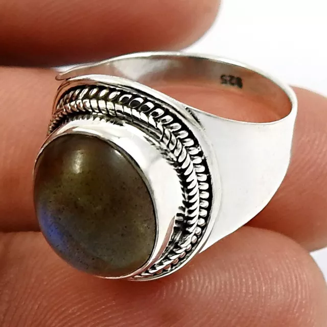 Natürlich Labradorite 925 Silber Statement Vintage Ringgröße 6.5 für Damen N1