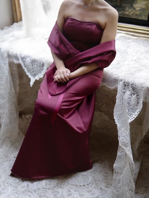 Robe Longue Patsy Sedon Vintage - Soie Rose Fuchsia, Taille 38 UK12 - Mariage/Soirée