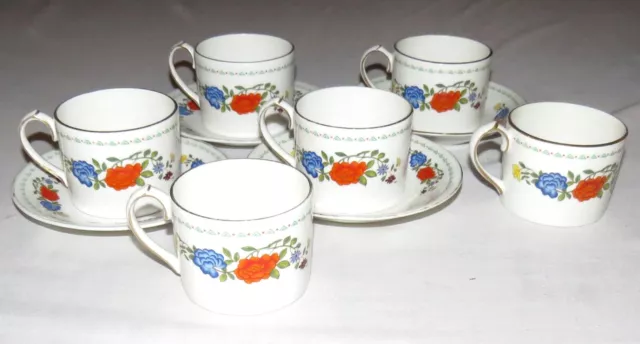 Aynsley Famille Rose Six Cups & Four Saucers
