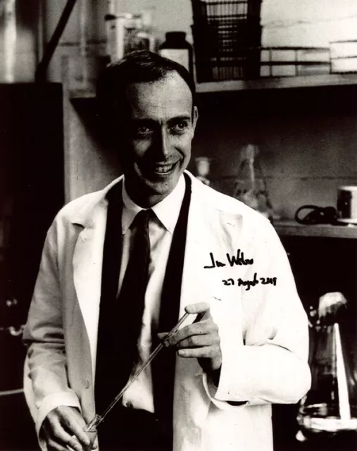 JIM JAMES D WATSON SIGNED 8x10 PHOTO NOBEL PRIZE DOUBLE HELIX DNA STRAND BECKETT