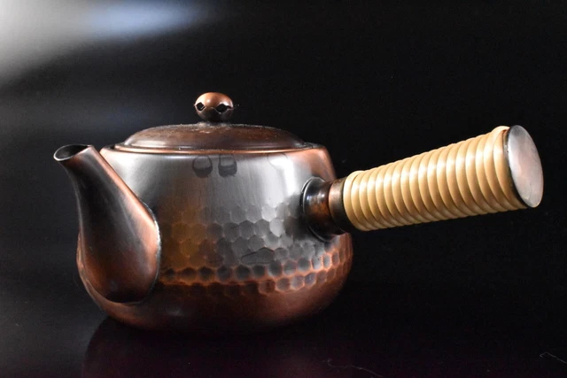 M2943: Japanese Copper Finish hammer pattern Shapely TEAPOT Kyusu Sencha, auto
