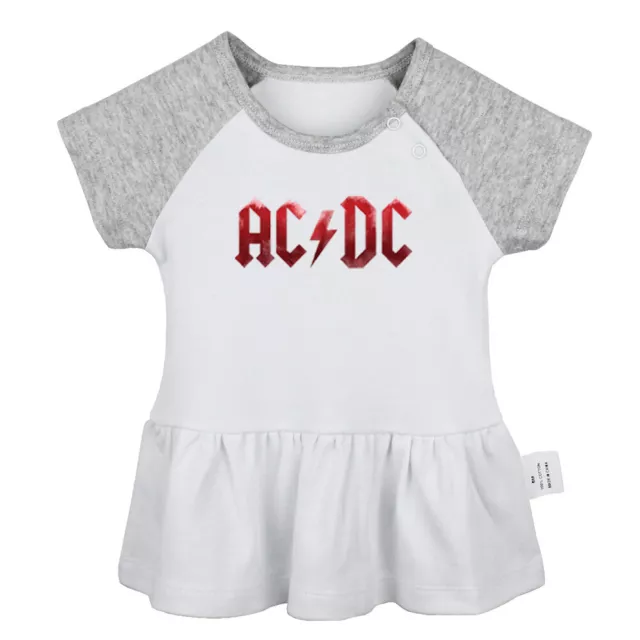 Rock Band ACDC Newborn Baby Girls Dress Toddler Infant 100% Cotton Clothes