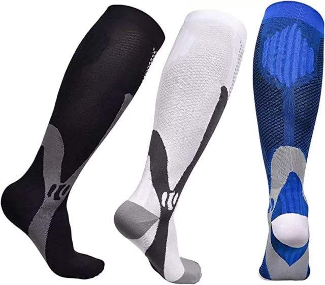 Calf Compression Socks Men Women Varicose Veins Anti-Fatigue Flight Run Travel 2
