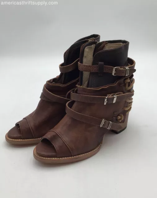 Freebird By Steven Women's Carter Brown Adjustable Strap Ankle Booties - Size 7