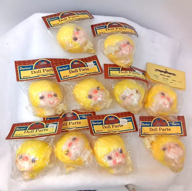Darice Blonde Doll Head Hands Yarn Hair Face Nose 50019-37 Unopened Set of 10