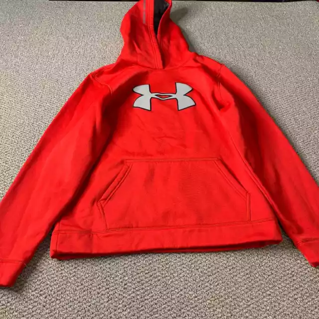 Under Armour Boys Hoodie Sweatshirt YXL Red Loose Fit Big Logo Pullover Youth
