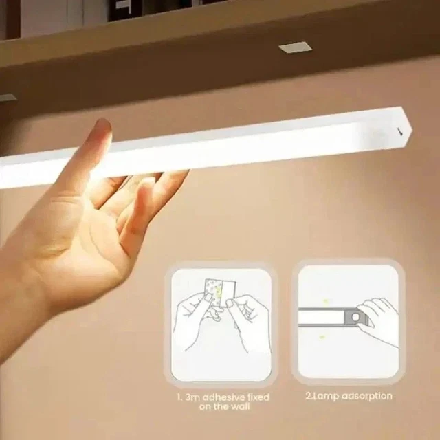 RECHARGEABLE USB LED Motion Sensor Light Under Cabinet Closet Magnetic ...