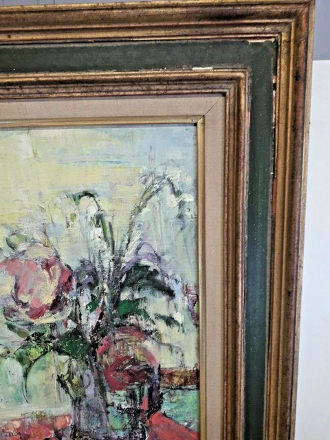 TABLEAU HUILE SUR toile bouquet de fleurs signée Raquin 20ème EUR 400 ...