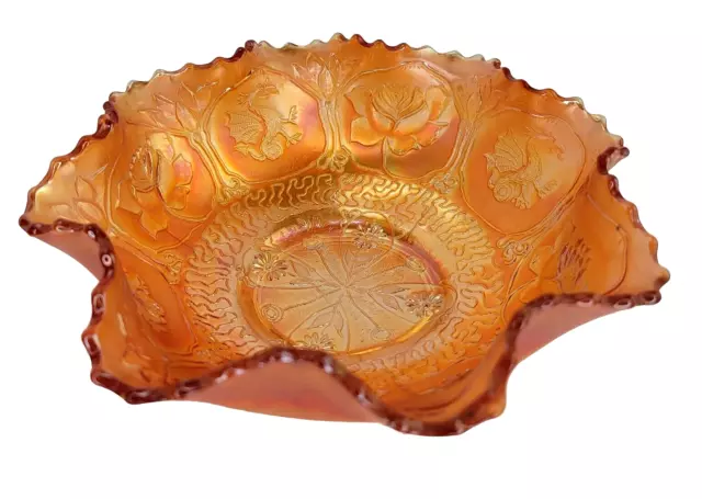 Antique 1920 Fenton Marigold Dragon & Lotus Carnival Glass Bowl