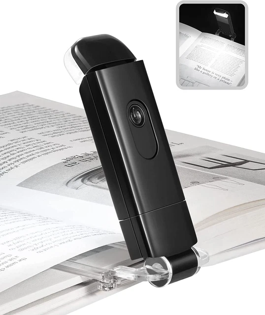 USB Rechargeable Book Reading Light, 2 Brightness Levels, LED Clip on Book Light