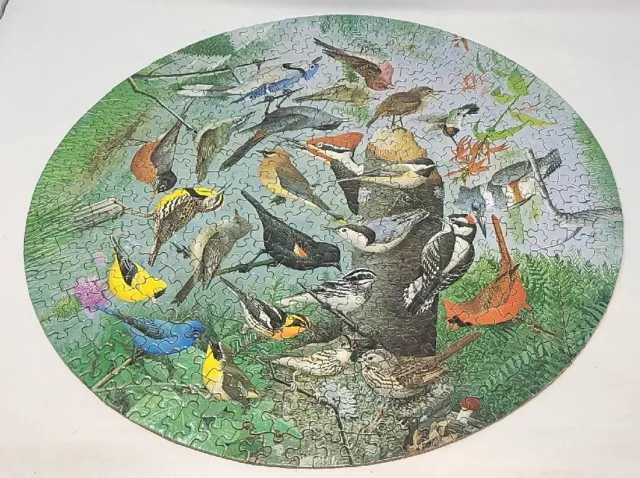 Springbok Familiar Birds Vintage Circular Jigsaw Puzzle Complete