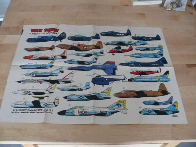 RARE POSTER &LES Avions de Buck Danny" années 1960 du Journal Spirou
