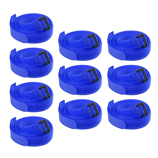 10Pcs Crochet Boucle 3/4 x 47 Pouces Sangles Fixation Réutilisable Câble Bleu