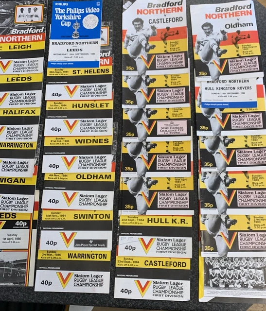 28 x OFFICIAL BRADFORD NORTHERN HOME MATCH DAY PROGRAMMES  1983 - 1985 Seasons