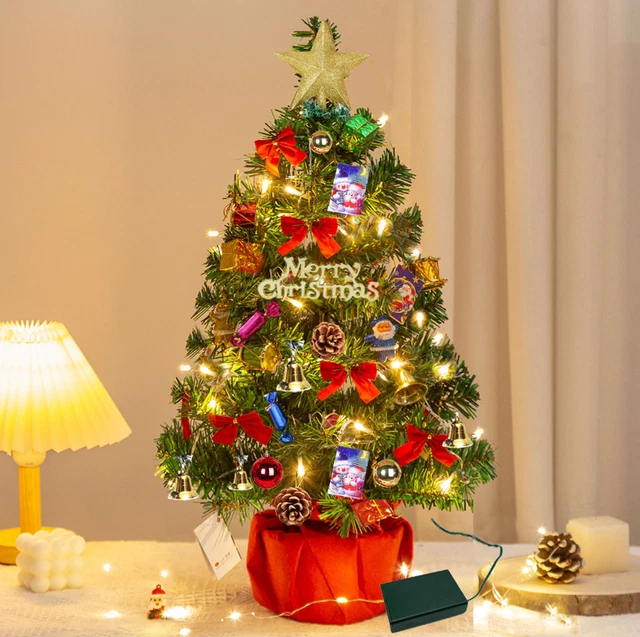Artificial Mini Christmas Tree With LED Lights 55 cm Xmas Tabletop Ornament