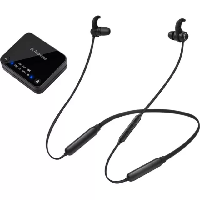 AVANTREE HT4186BLK  Wireless Neckband Earbuds For TV With Transmitter 30M