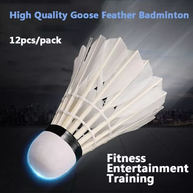 12Pcs Training Goose Feather Shuttlecocks Birdies Badminton Balls Outdoor Sports 3