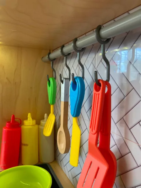 Ikea Duktig Toy Kitchen Hooks (5 pack, silver, 3D printed)