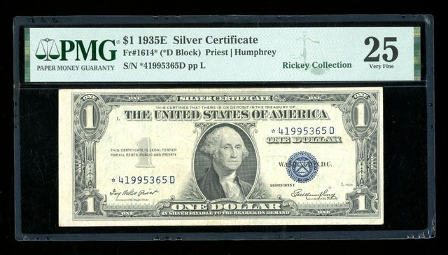 DBR 1935-E Silver STAR Fr. 1614* PMG 25 Serial *41995365D