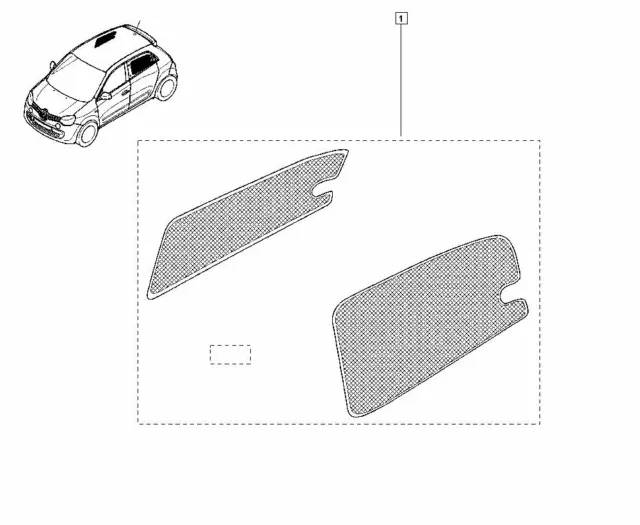 Juego de 2 parasoles Renault Twingo III 3 Ventanillas Traseras Original