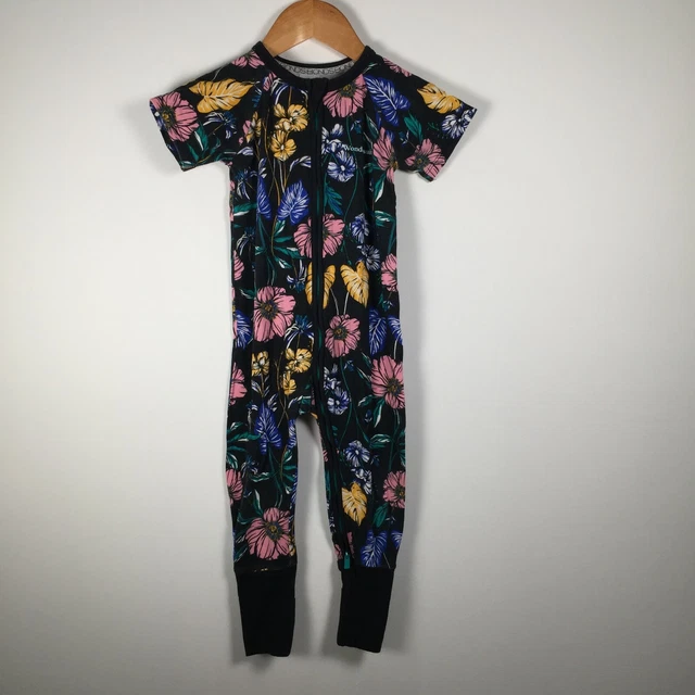 Bonds wondersuit baby girls romper size 2 years 18-24 months navy floral 44.0042