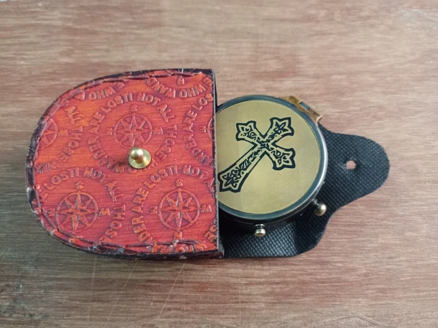 Pirate Nautique Laiton Vintage Marine Croix Boussole Maritime Antique Cas...