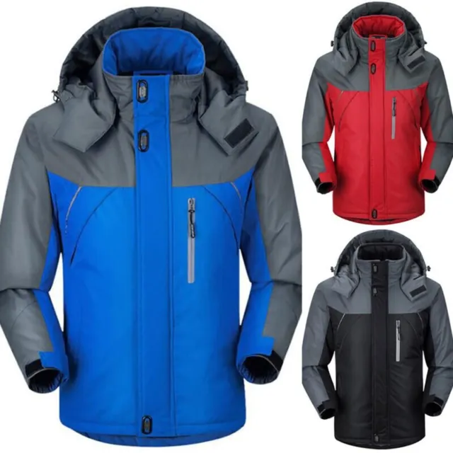 Mens Winter Jacket Hooded Thick Coats Thermal Waterproof Ski Snow Hiking Outwear