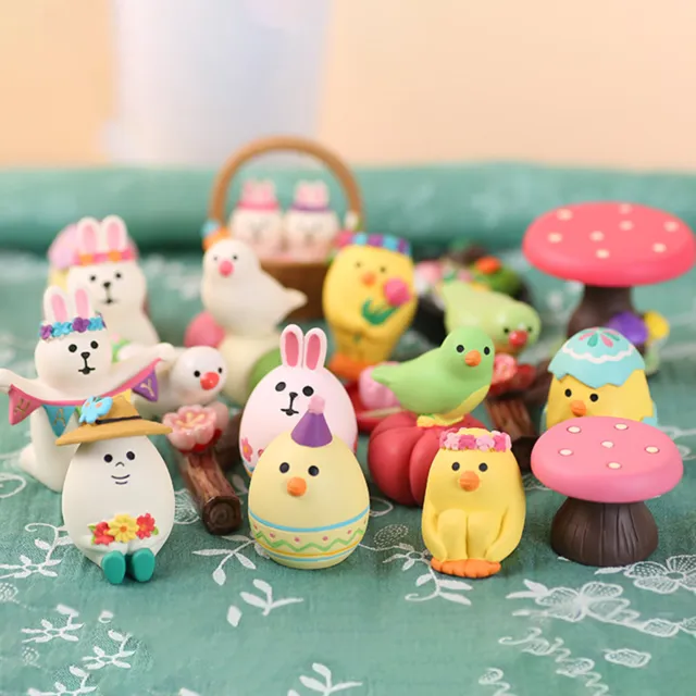 Dollhouse Figurine Cartoon Decoration Easter Eggs Bunny Resin Ornament Adorable