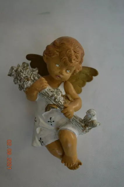 alter wunderschöner Engel/Putten mit Blumen Made in Italy Nr. 5020 Resin Figur