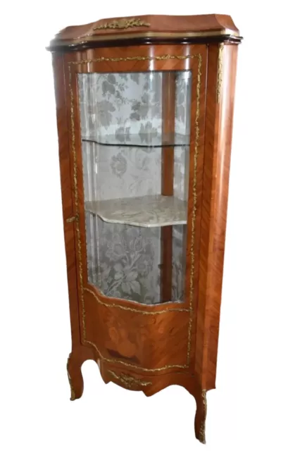 Vintage Louis XV Style Curio Corner Display Cabinet Vintage Louis XV Style Curio Corner Display Cabinet