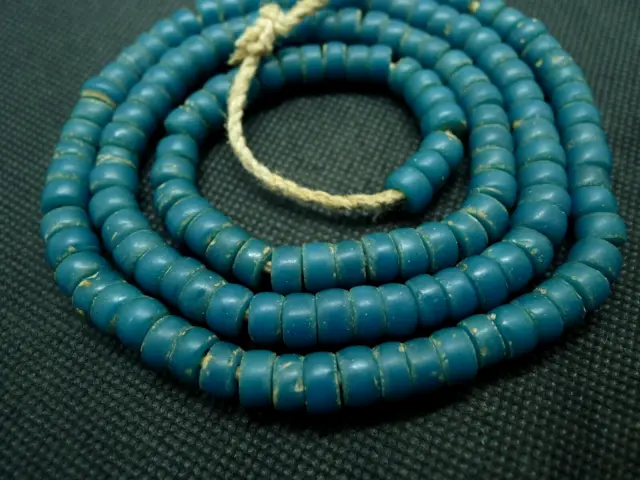 67cm Perle Verre Collier Ancien Bijou Antique Burmese Glass Trade Beads Necklace