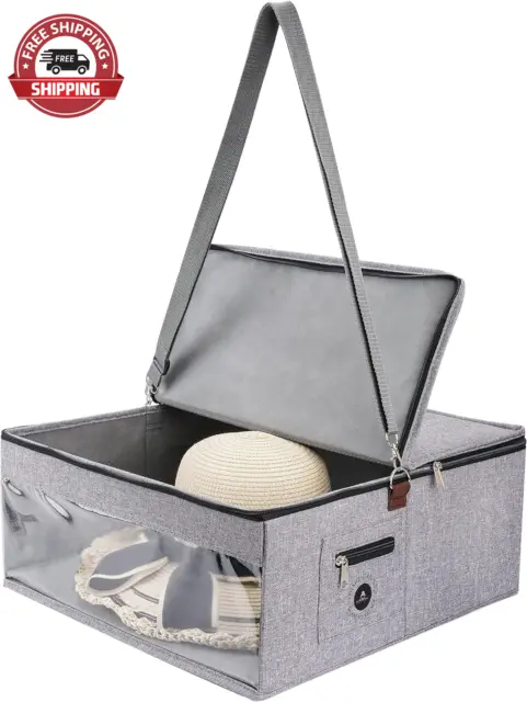 New Improved Hat Box and Hat Travel Case, Easy Foldable Hat Storage Box, Stackab