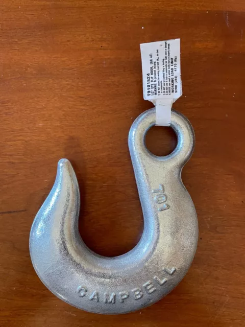Eye Chain Slip Hook 1/2" Campbell T9101824 1/2" ~Grade 43 ~Zinc Plated WLL 9,200