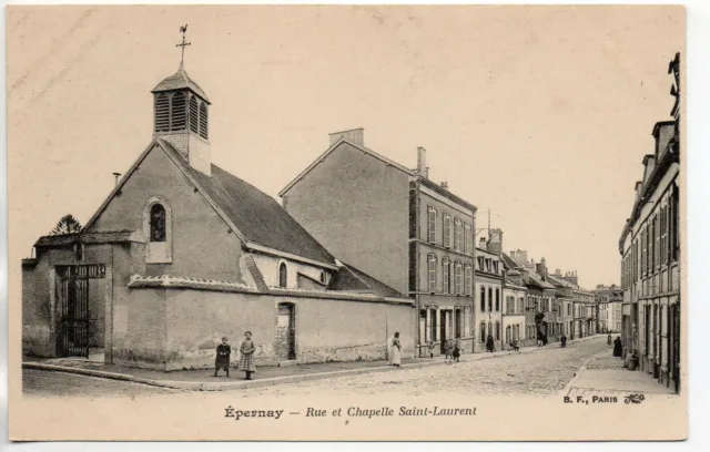 EPERNAY - Marne - CPA 51 - les rues - Rue et chapelle St Laurent
