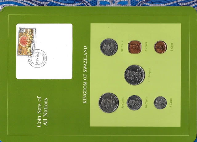 Coin Sets of All Nations Swaziland 1975-1982 UNC 50,1 cent 1975 1 Lilangeni 1981