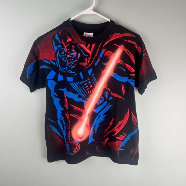 Vintage Star Wars Darth Vader Yth Large Fits Md T-Shirt Black 1996 Single Stitch