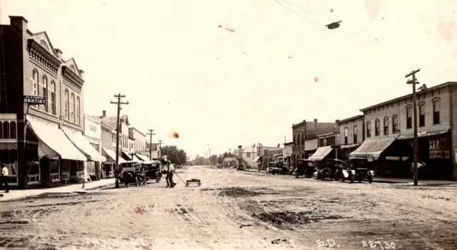 RPPC Real Photo Postcard - Main Street - South Centerville, South Dakota - 1923