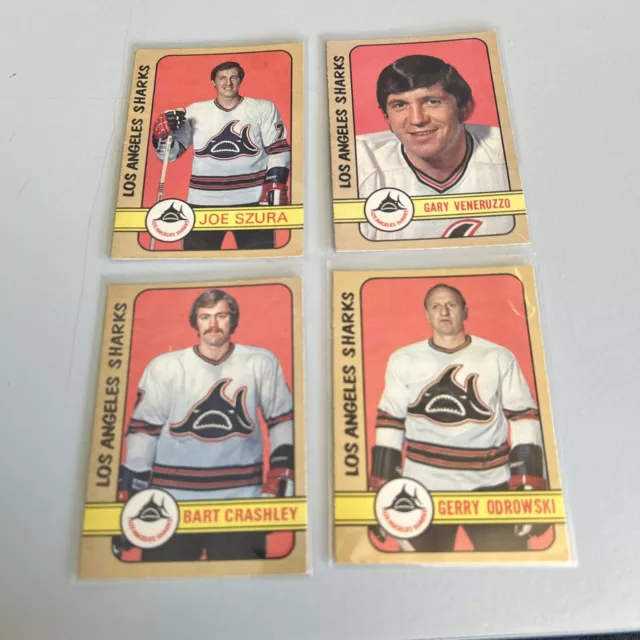 1972-73 OPC WHA Lot Of 4 Los Angeles Sharks Crashley Odeowski Szura Veneruzzo