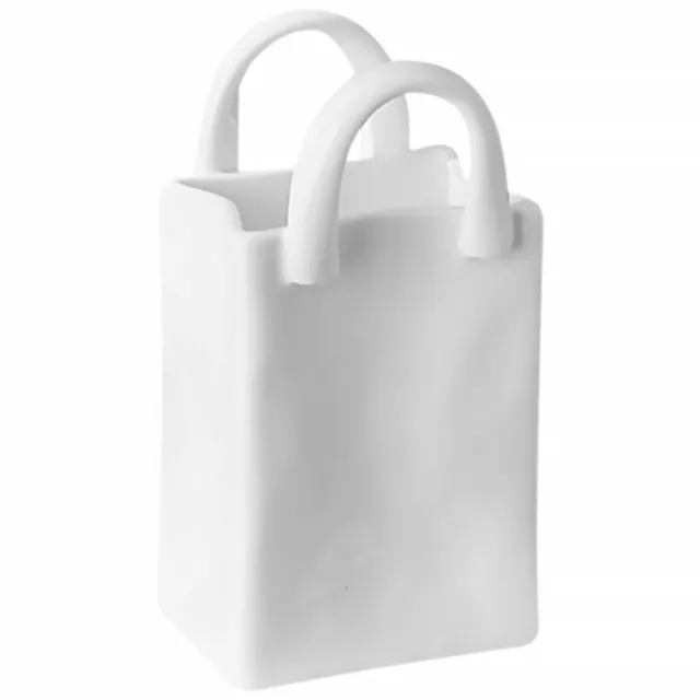 Weiße Handtaschen-Vase aus Keramik - kreativer Pflanzenbehälter mit Griff-JD
