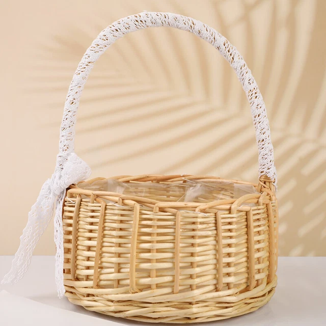 Cesto di fiori in tessuto rattan stoccaggio fioriera cesto di fiori fatto a mano