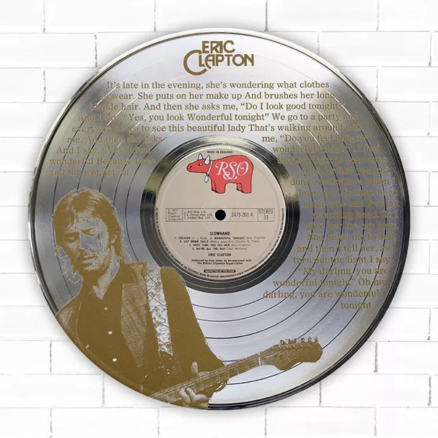 Eric Clapton - Wonderful Tonight laser etched silver LP record wallart M4