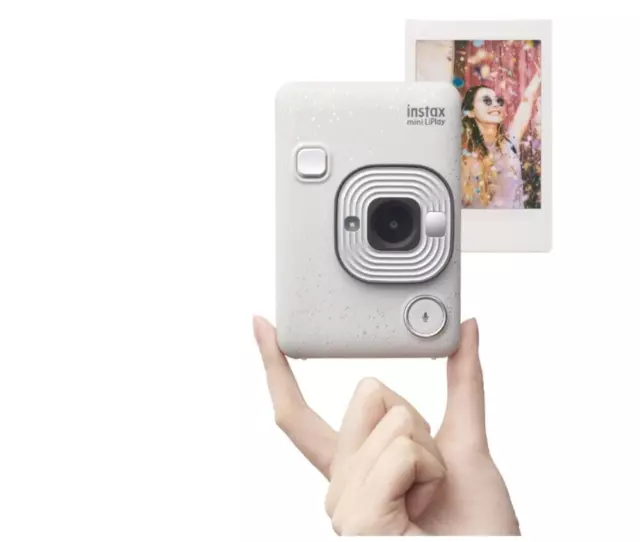 Fujifilm Cheki instax mini Liplay Stone White Hybrid Instant Camera INS Hm1  NEW