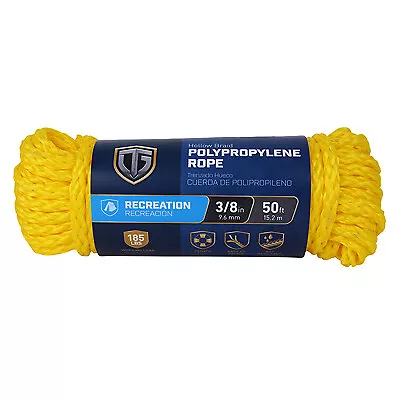 Polypropylene Rope, Hollow Core, Yellow, 3/8-In. x 50-Ft. -643661