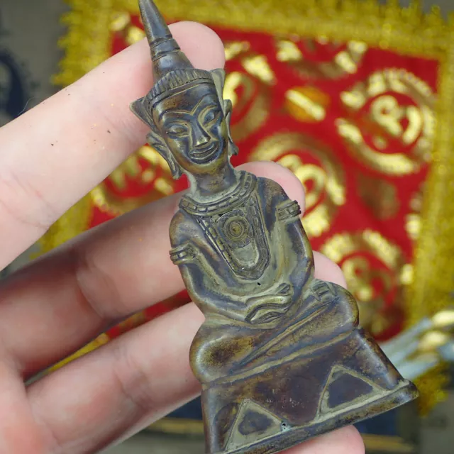 Ngang Statue Thai Amulet Rare Vintage Buddhism Talisman Brass Phra Ngang Buddha