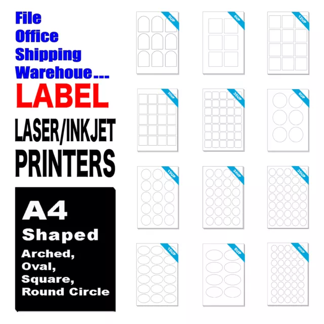 A4 Labels Sheets White Matte Round 30mm-70mm Dia Stickers Circle Sticker Inkjet