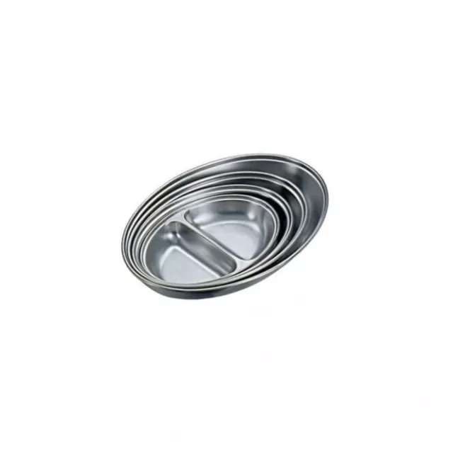 GENWARE Stainless Steel 2-Div.Oval Veg.Dish 12"(11462) PACK OF 22