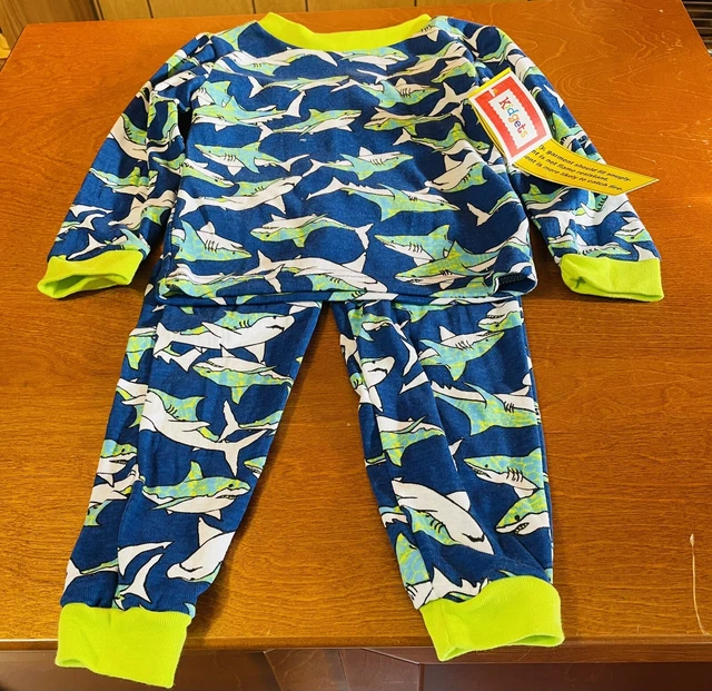 Infants Boys• 24 Mo.• 2 Pc. Pajama Set• Blue/Lime Green Shark Print•NWT• Kidgets
