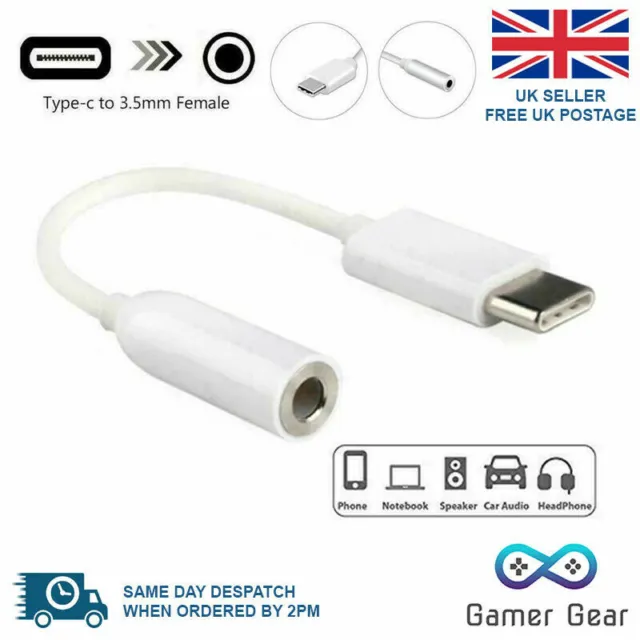 USB Type C to 3.5mm AUX Audio Headphone Jack Cable Adapter all Samsung Type-C